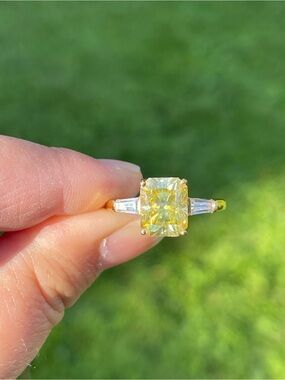 Yellow and White Moissanite Ring